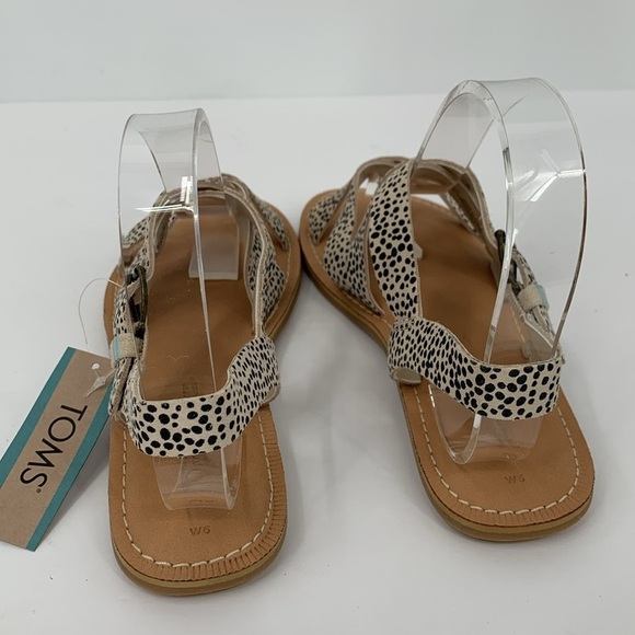 TOMS Sicily Strappy sandal shoe suede Cheetah print animal tan black dot new 6 - Picture 5 of 6